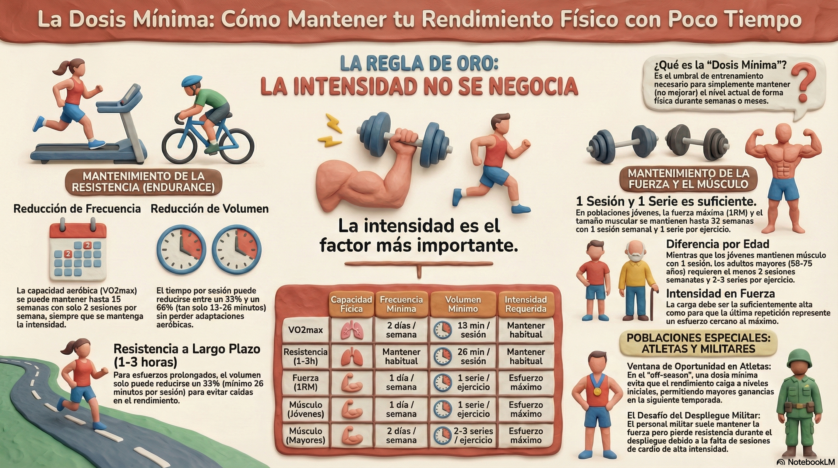 Infografía: La dosis mínima de entrenamiento para mantener el rendimiento físico